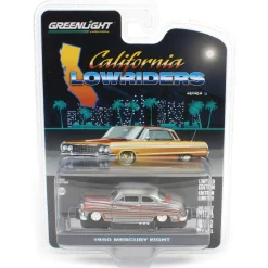 Raw Pinstriped Chase ~ 1/64 1950 Mercury Eight Coupe, Matte White with Metallic Orange Scallops, California Lowriders Series 6