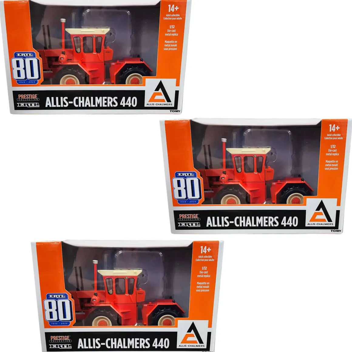 Sealed Case of 3 ~ 1/32 Allis Chalmers 440 4WD, ERTL 80th Anniversary, Prestige Collection