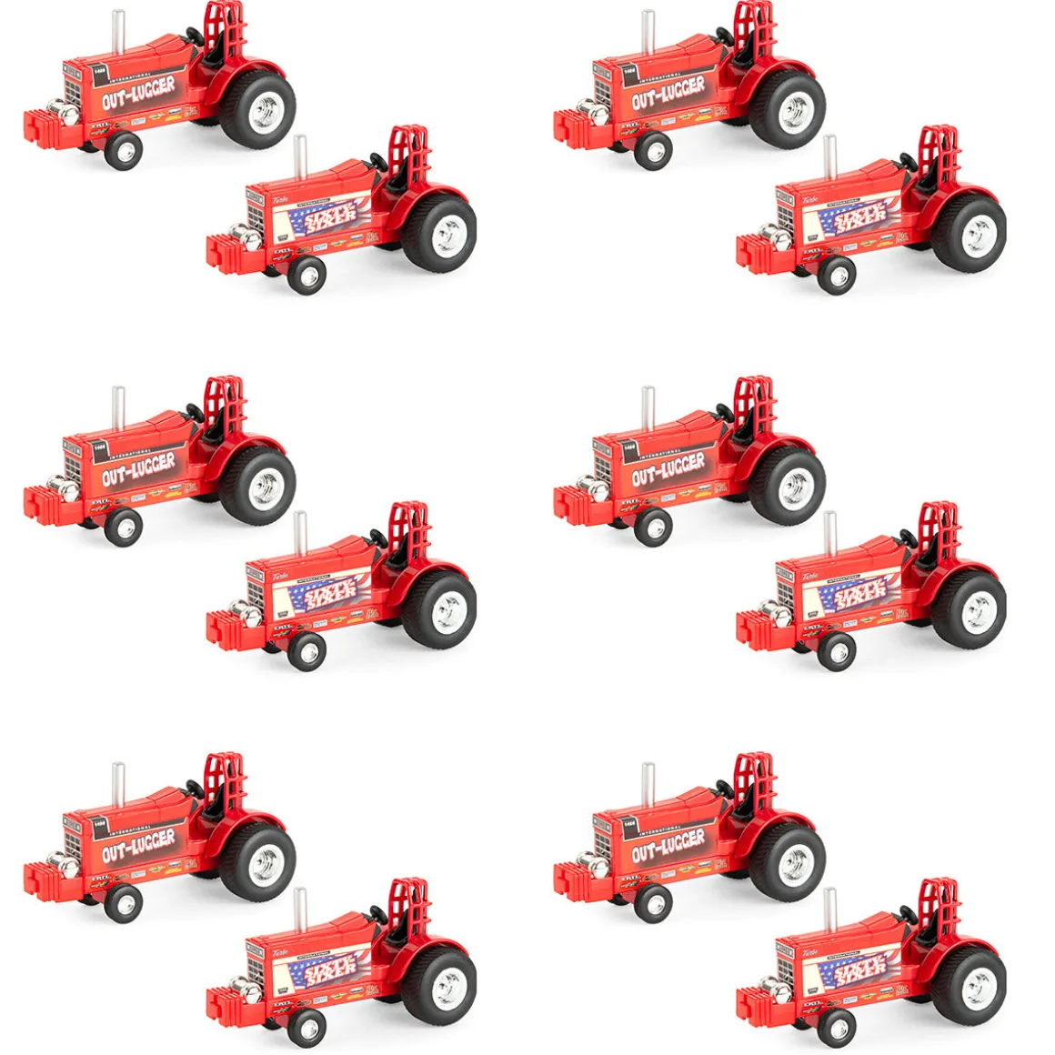 Sealed Case of 12 ~ 1/64 International "Out-Lugger" & "Sixty-Sixer" Vintage Pulling Tractors