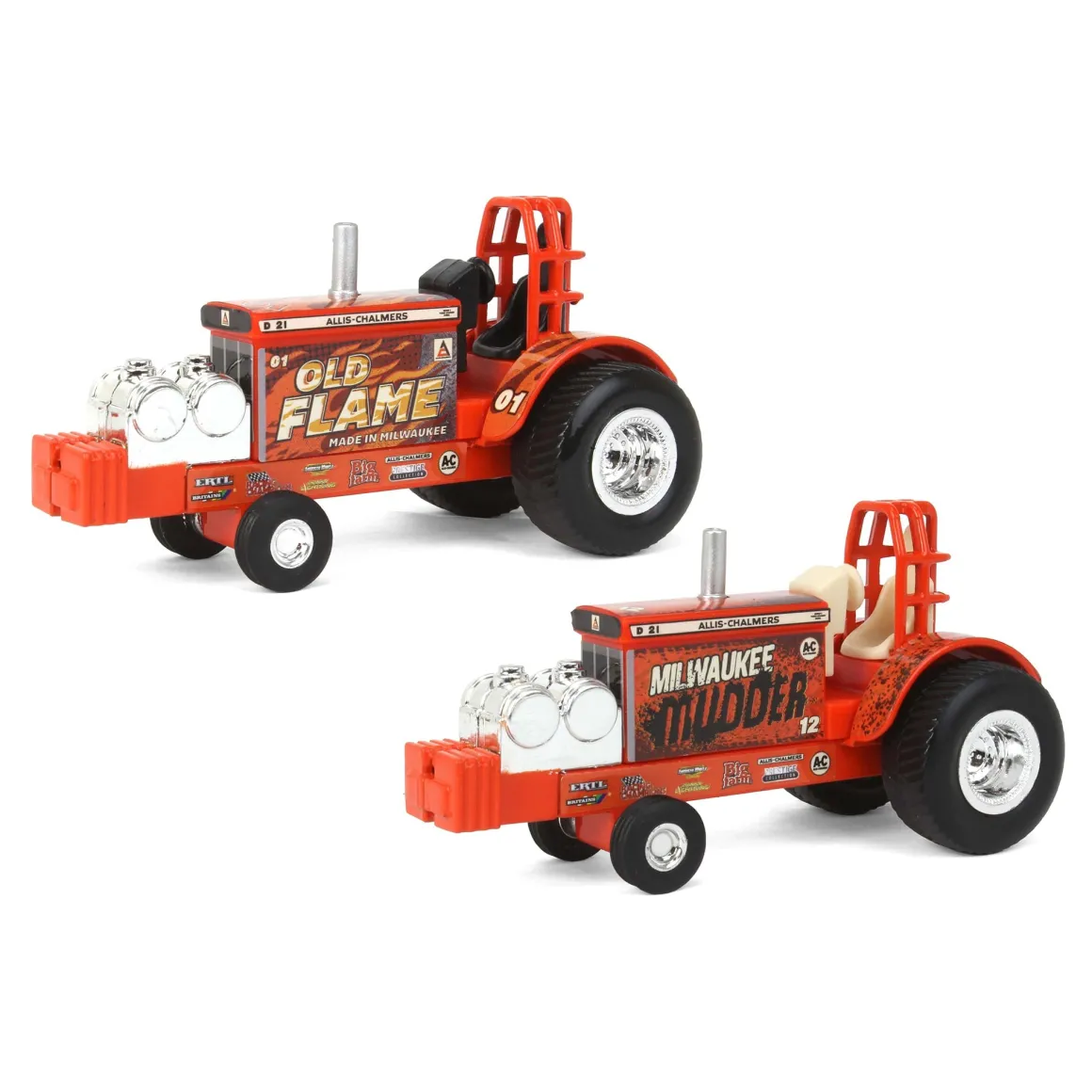 Set of 2 ~ 1/64 Allis Chalmers "Old Flame" & "Milwaukee Mudder" Pulling Tractors