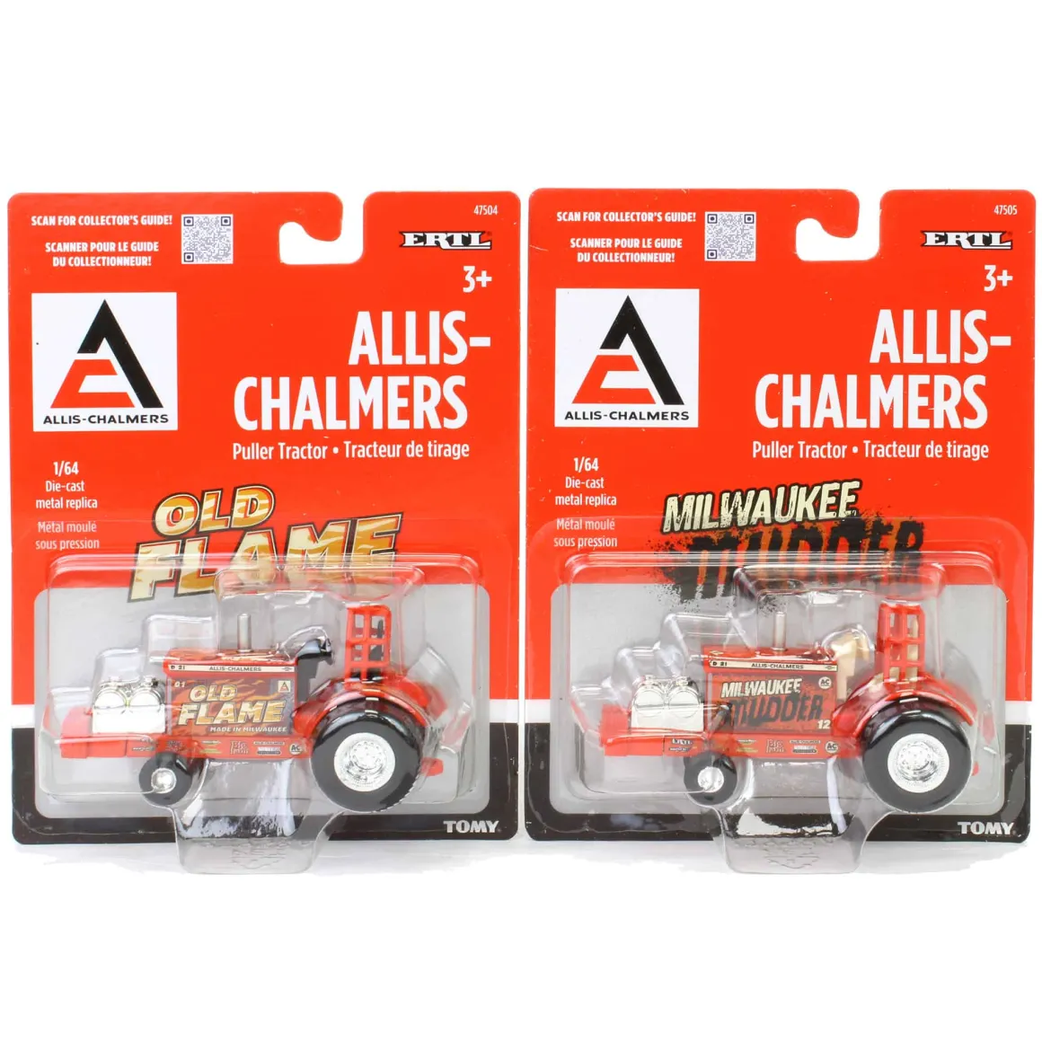 Set of 2 ~ 1/64 Allis Chalmers "Old Flame" & "Milwaukee Mudder" Pulling Tractors