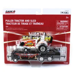 Set of 2 ~ 1/64 Case IH Magnum "Red Rumbler" & "Mighty Magnum" Pulling Tractors with Sleds