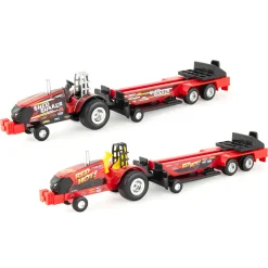 Set of 2 ~ 1/64 Case IH "Shed Shaker" & "Red Hot!" Pulling Tractors with Sleds