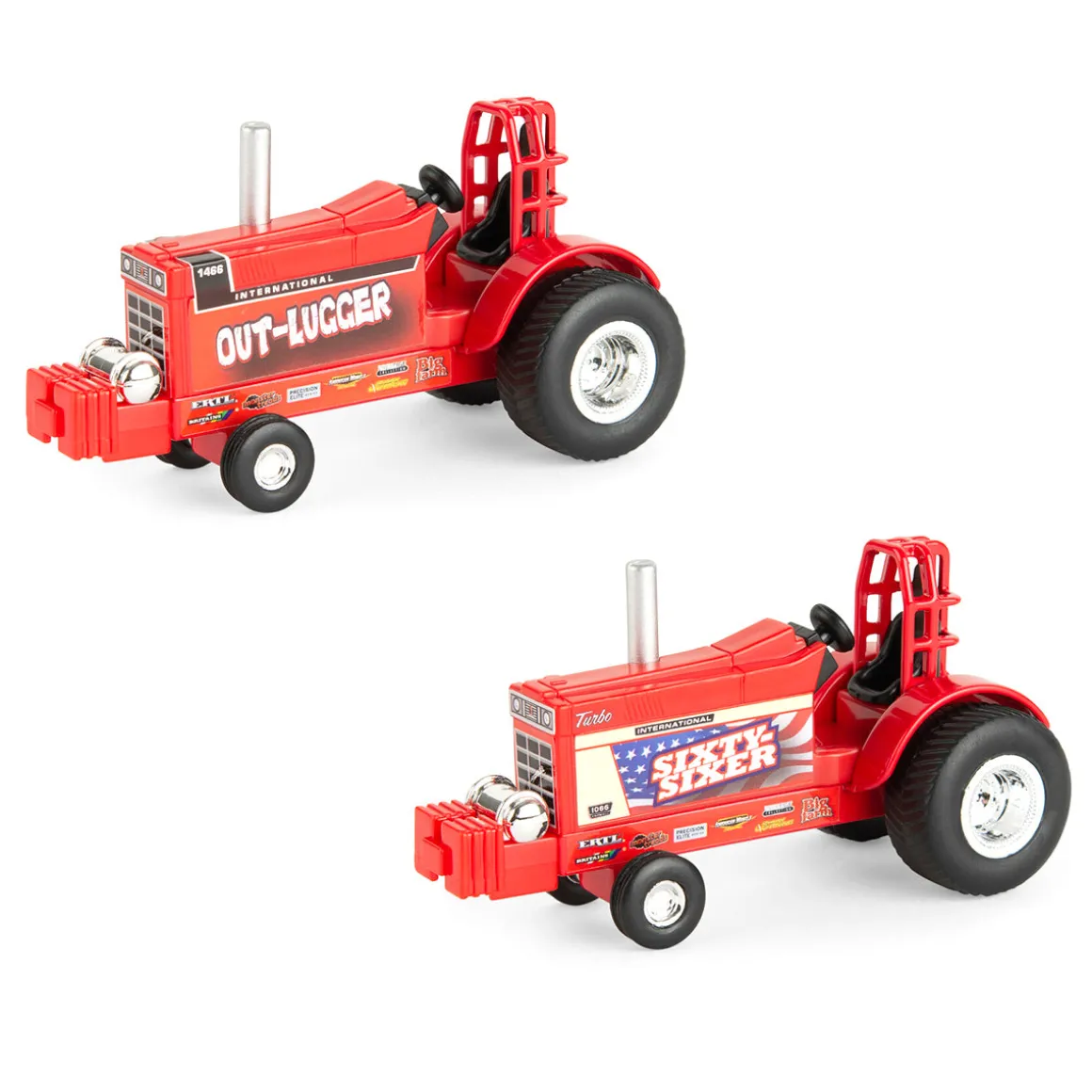 Set of 2 ~ 1/64 International "Out-Lugger" & "Sixty-Sixer" Vintage Pulling Tractors