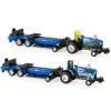Set of 2 ~ 1/64 New Holland "Blue Blazes" & "Midnight Blue" Pulling Tractors with Sleds