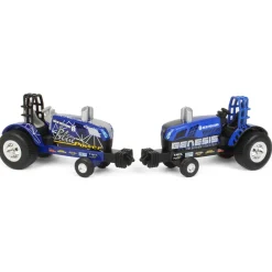 Set of 2 ~ 1/64 New Holland "Blue Power" & "Genesis" Die-cast Pulling Tractors