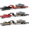 Set of 3 Color Variations ~ 1/64 Chevy K-30 Longbed w/ Gooseneck & Project Truck, Greenlight Exclusive
