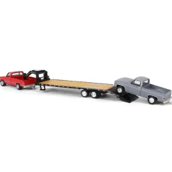 Set of 3 Color Variations ~ 1/64 Chevy K-30 Longbed w/ Gooseneck & Project Truck, Greenlight Exclusive