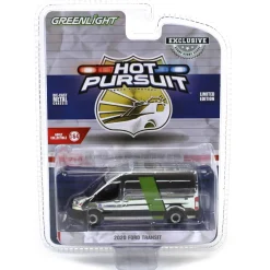 Silver Chrome Super Chase ~ 1/64 2020 Ford Transit LWB High Roof, US Customs & Border Patrol, Hot Pursuit Special Edition