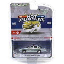 Silver Chrome Super Chase ~ 1/64 1997 Ford Crown Victoria, US Customs & Border Patrol, Hot Pursuit Special Edition