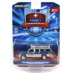 Silver Chrome Super Chase Unit ~ 1/64 1991 Chevrolet Suburban Ambulance, Glacier County EMS, First Responders Series 2