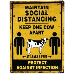 Social Distancing Vertical Embossed 12" x 16" Metal Sign