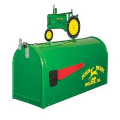 Steel John Deere Mailbox with Metal John Deere B Tractor Topper