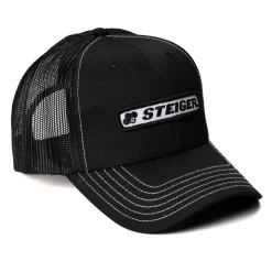 Steiger Stitched Logo Black with White Stitching Mesh Back Hat