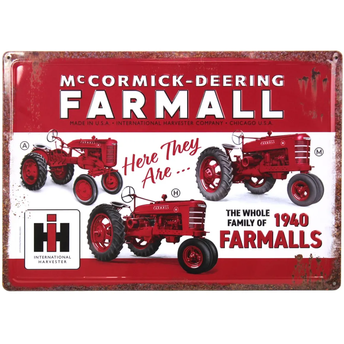 The Whole Family of 1940 Farmalls Tin Sign, 17in x 12in