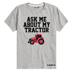 Toddler Case IH Ask Me About My Tractor Gray Short Sleeve Shirt