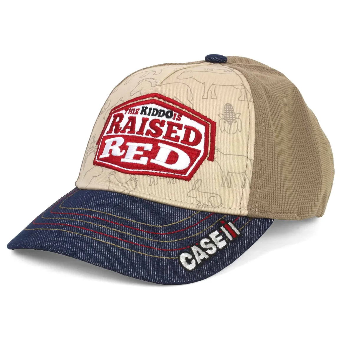 Toddler Case IH This Kiddo is Raised Red, Tan & Denim Hat