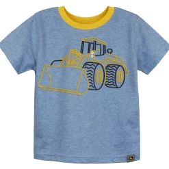 Toddler John Deere Construction Wheel Loader Blue Short Sleeve T-Shirt