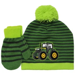Toddler John Deere Tractor Knit Beanie & Mitten Set