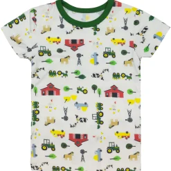 Toddler John Deere White & Green Farmland Short Sleeve Pajama Set