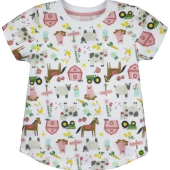 Toddler John Deere White & Pink Farm Elements Short Sleeve T-Shirt