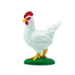 White Chicken with Red Comb on Grass by Safari Ltd
