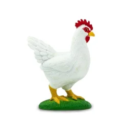White Chicken with Red Comb on Grass by Safari Ltd