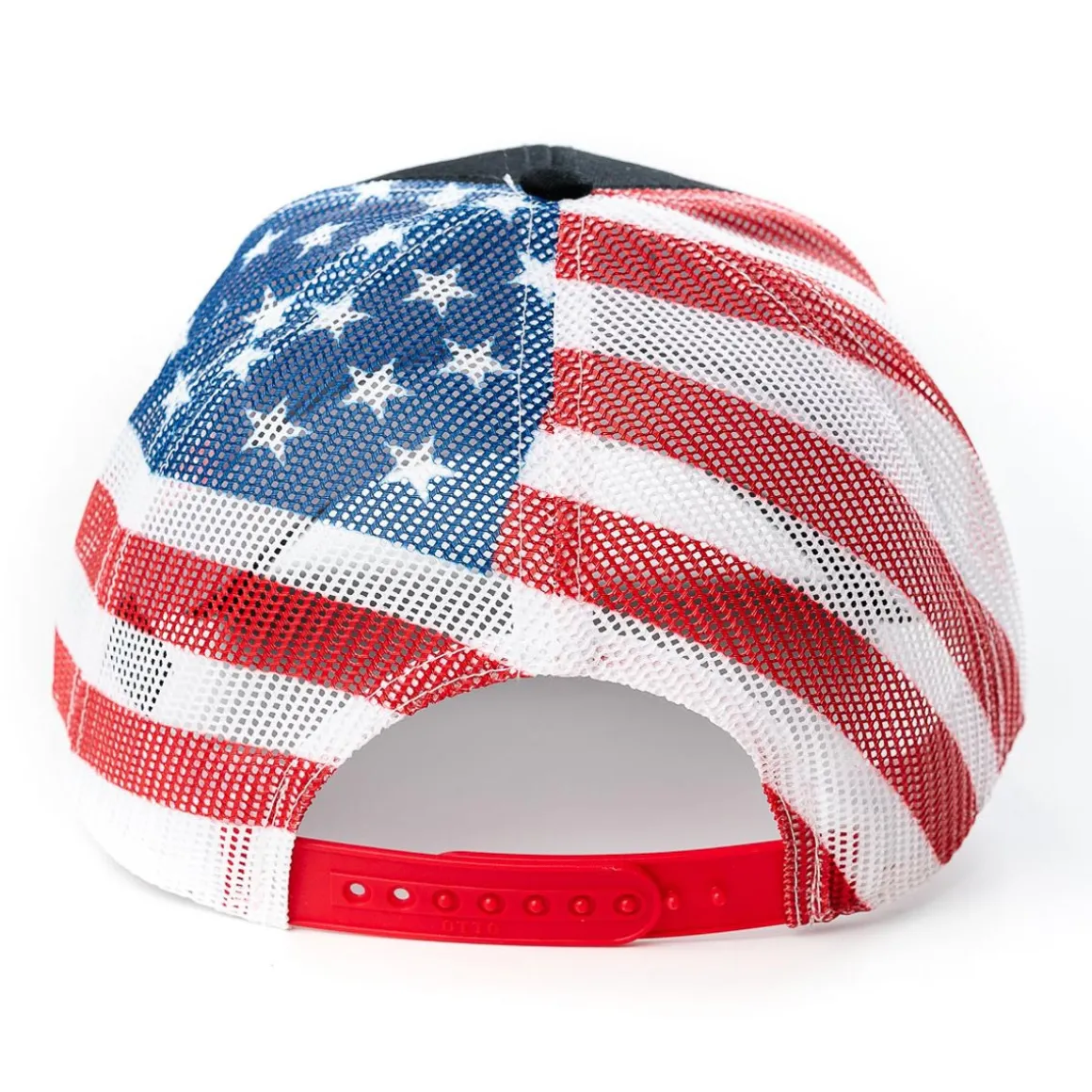 White Farm Equipment Logo Hat with Flag Mesh