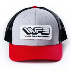 White Farm Equipment Logo Silver/Red/Black Mesh Back Hat