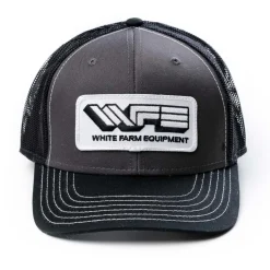 White Farm Equipment Logo Black & Gray Mesh Back Hat