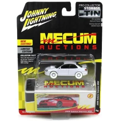 White Lightning Chase ~ 1/64 2006 Subaru Impreza WRX, White, Mecum Auctions, Johnny Lightning Collector Tin Series 15
