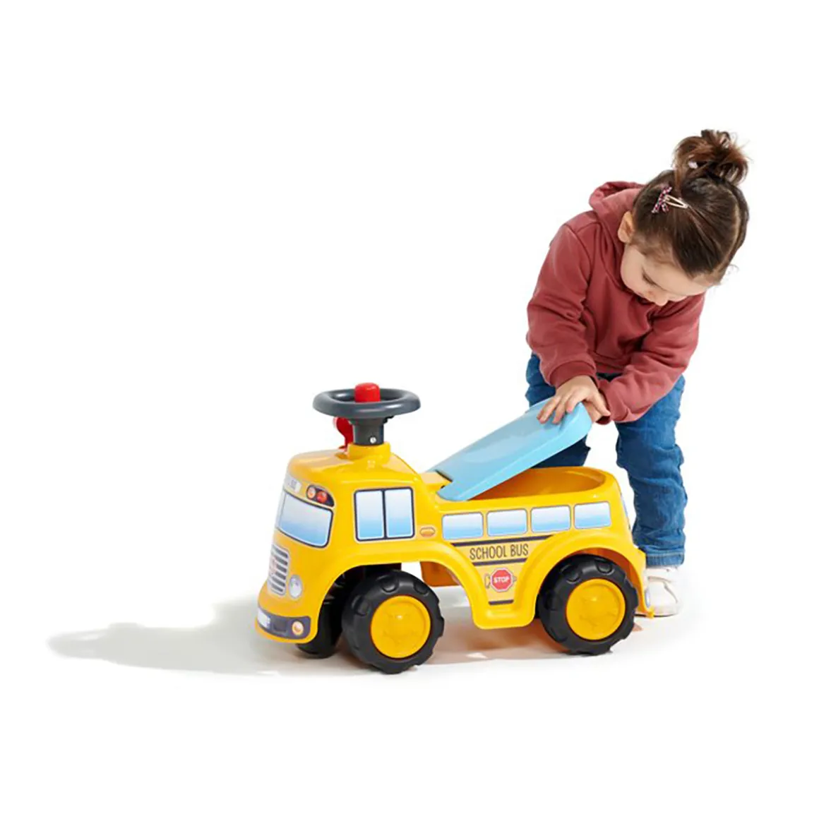 Yellow School Bus Ride-on and Push-along Toy Vehicle by Falk