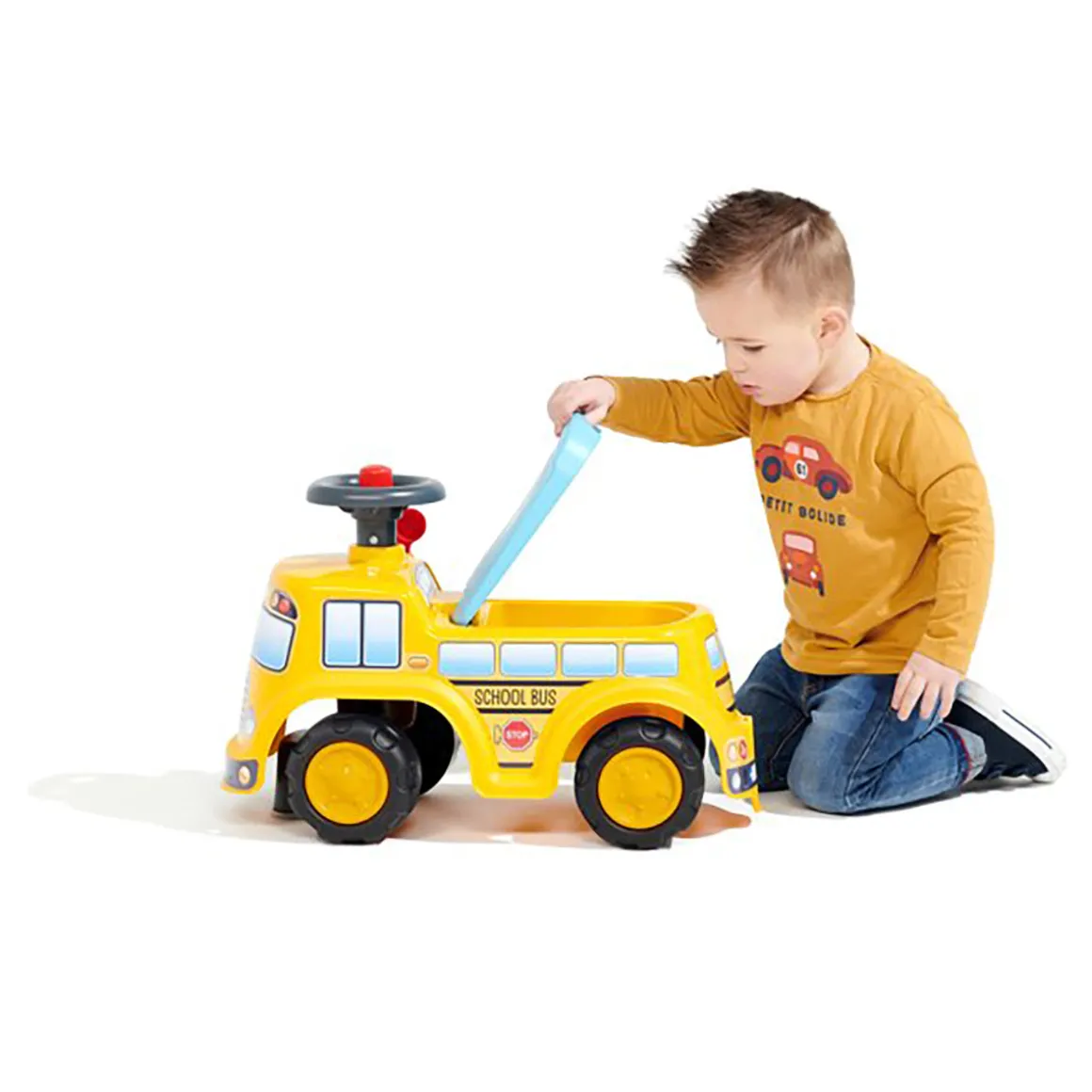 Yellow School Bus Ride-on and Push-along Toy Vehicle by Falk