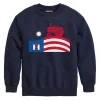 Youth IH Farmall Tractor & Flag Navy Blue Crewneck Sweatshirt