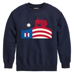 Youth IH Farmall Tractor & Flag Navy Blue Crewneck Sweatshirt