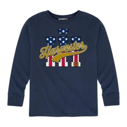 Youth International Harvester Patriotic Navy Blue Long Sleeve Shirt